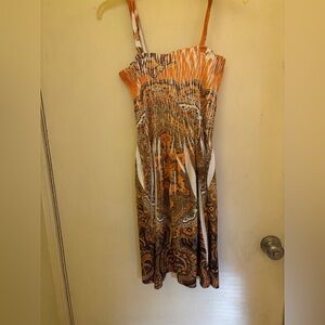 Just Love Orange and Brown Midi Dress